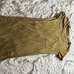 PAC sun olive green midi dress, slits on both sides with left pocket, comfy cute